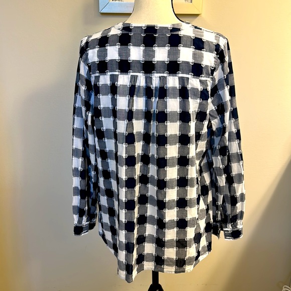 Talbots Clip Dot Popover Navy and White Checked - Picture 4 of 8